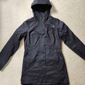 North Face Black CIty Midi Trench Coat. Womens Small